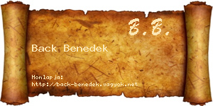 Back Benedek névjegykártya